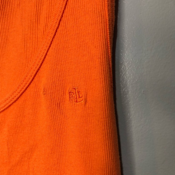 Lauren Ralph Lauren Sleeve Ribbed Orange Cotton Layering Tank Top Causal NWT - Picture 4 of 8